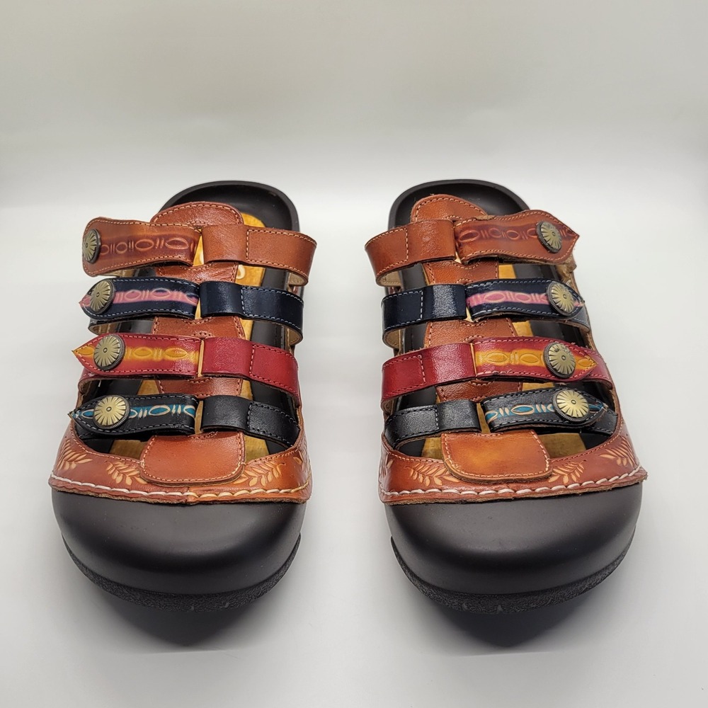 Elite by Corkys Heidi Leather Clog Sandal Women 7 Boho Comfy Vibrant Multicolor - Picture 12 of 16